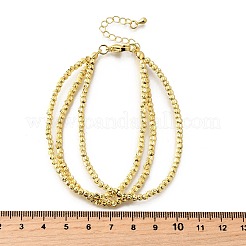 Bracciali multifilo in ottone con perline rotonde per donna&nbsp;BJEW-D317-07G