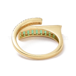 Anello aperto rettangolare in zirconi cubici verdi&nbsp;RJEW-P032-26G