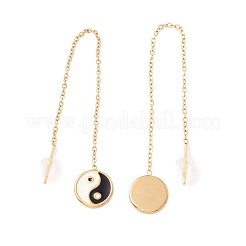 Lunga catena con orecchini pendenti yin yang smaltati&nbsp;EJEW-A067-04G