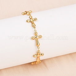 Bracciali a catena con maglie incrociate in acciaio inossidabile 304&nbsp;BJEW-D359-13A-G