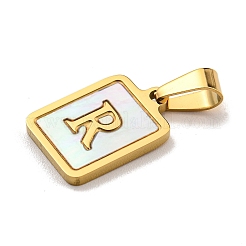 Placcatura sotto vuoto pvd acciaio inossidabile 304 pavé pendenti in conchiglia bianca naturale&nbsp;STAS-S130-03G-R