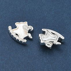 Ciondoli in ottone con micro pavé di zirconi cubici trasparenti e conchiglie naturali&nbsp;CU-CBA3F77-02S