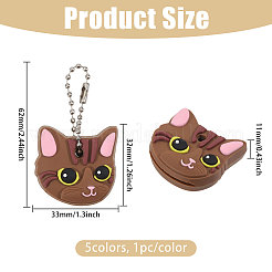 6 pieza de 6 colores con cabeza de gato de PVC&nbsp;HJEW-GL0001-30