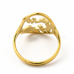 Ionenplattierung (IP) 304 Edelstahl Fledermaus verstellbarer Ring für Frauen&nbsp;RJEW-B027-04G