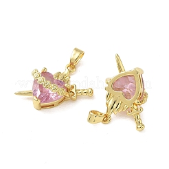 Pendentifs avec zircon cubiques à micro-pavés en laiton&nbsp;KK-F917-08G-02