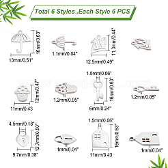 36 breloques en acier inoxydable de 6 styles.&nbsp;STAS-DC0008-62