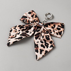 Décorations suspendues en polyester avec nœud papillon à imprimé léopard&nbsp;HJEW-WH0063-029P