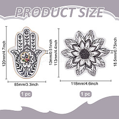 2 Stück Porzellan-Schmuckschale mit floralem Hamsa-Handblumenmuster in 2 verschiedenen Ausführungen&nbsp;AJEW-ME0003-92