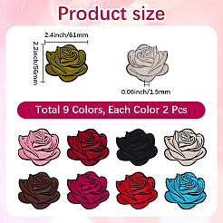 18 Stück selbstklebender Aufnäher mit Blumenstickerei in 9 Farben zum Aufbügeln und Aufnähen&nbsp;DIY-CY0001-22