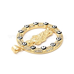 Placage de crémaillère en laiton micro pavé pendentifs en zircone cubique claire&nbsp;ZIRC-I059-11G