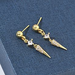 Boucles d'oreilles pendantes en laiton avec micro pavé de zircons cubiques pour femmes&nbsp;EJEW-A167-29A-G