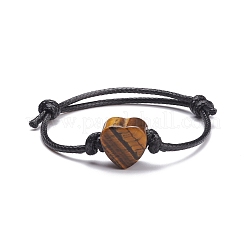 Bracelet cordon tressé coeur pierre naturelle&nbsp;BJEW-JB07685