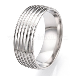 201 geriffelte Fingerringfassungen aus Edelstahl&nbsp;STAS-WH0047-05S