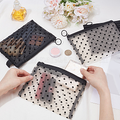 4 bolsa cosmética de nailon con cremallera y estampado de corazones flocados en 2 colores&nbsp;FIND-SP0005-81A