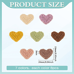 56 Stück 7 Farben Herz Polyester Stickerei Stoff Patches&nbsp;DIY-MA0006-84