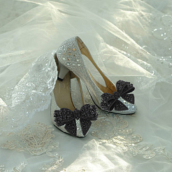 Schleifenschuhdekorationen aus Polyester&nbsp;LS-FIND-WH0126-445