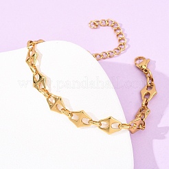 Bracciali a catena con maglie a rombo in acciaio inossidabile 304 per donna&nbsp;BJEW-F536-09G