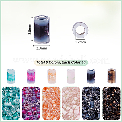 24g 6 Farben Innenfarben GlasZylinderförmig Saatperlen&nbsp;GLAA-PH0003-69