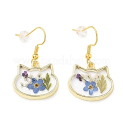 Ohrringe aus Legierung und getrockneten Blumen&nbsp;LS-EJEW-Z169-01G-01