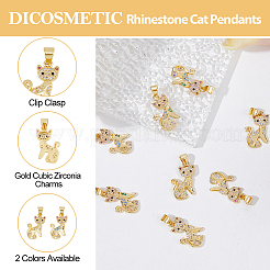 8 pz 2 colori cremagliera placcatura in ottone micro pavé di ciondoli in zirconia cubica&nbsp;KK-DC0003-21