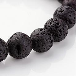 Bracelets extensibles en perles rondes en pierre de lave naturelle&nbsp;BJEW-JB02411