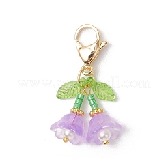 Set di decorazioni con pendenti a forma di fiore in acrilico e perline di vetro fatte a mano&nbsp;HJEW-MZ00258
