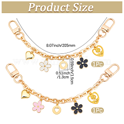 2 pieza de 2 colores de corazón acrílico y esmalte de aleación&nbsp;HJEW-BBC0001-35
