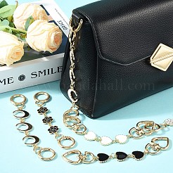 2 pz 2 stili lega smaltata bianca luna cuore catena di estensione per borsa&nbsp;HJEW-YW00084-02