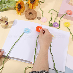 7 marcapáginas de flores de mohair de poliéster de 7 colores&nbsp;AJEW-GL0003-56