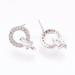 Messing micro pave zirkonia-ohrstecker-Zubehör&nbsp;X-KK-F753-09P-RS