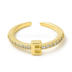 Anello a polsino aperto con lettera iniziale in zirconia cubica trasparente&nbsp;RJEW-H120-09G-E