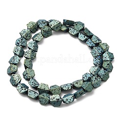 Fili di perle di roccia lavica naturale elettrodeposta&nbsp;G-Q1009-E01-01