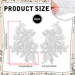 Toppa in tessuto ricamata in poliestere con fiori&nbsp;PATC-WH0009-92B