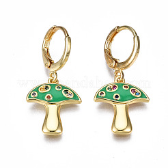 Latón micro pavimenta circonio cúbico pendientes de aro huggie&nbsp;EJEW-T014-32G-NF