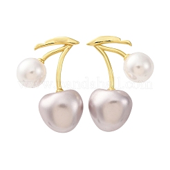 Orecchini a bottone in ottone color ciliegia&nbsp;EJEW-V017-01D-G