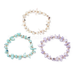 Bracelet extensible en perles de coquillage trochus naturel teint en 3 couleurs (3 pièce) pour femme&nbsp;BJEW-JB13124