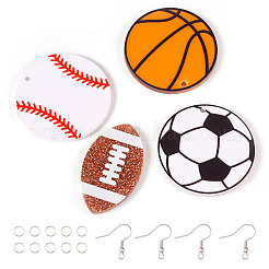 Acryl-Ohrhänger-Set zum Selbermachen mit Sportball-Motiv&nbsp;DIY-TA0009-19