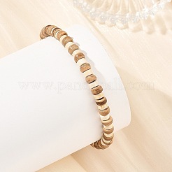 Braccialetti elasticizzati con perline heishi in cocco naturale e turchese sintetico da 5 mm&nbsp;BJEW-JB14418