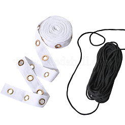 4 Yards Baumwollbänder mit goldfarbenen Ösenringen&nbsp;SRIB-GF0002-90