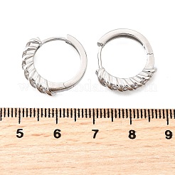 Orecchini a cerchio in ottone con zirconi cubici chiari micro pavè&nbsp;EJEW-Z121-13P