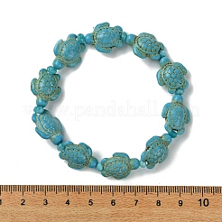 Bracelets extensibles en perles de turquoise synthétiques pour femmes&nbsp;BJEW-JB13598-03