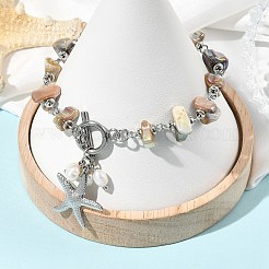 Bracelets à breloques en acier inoxydable 304 en forme d'étoile de mer&nbsp;BJEW-JB14373-02