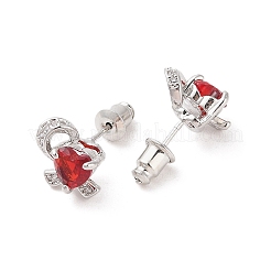 Boucles d'oreilles à clous en zircone cubique micro pavée de laiton placage en rack&nbsp;EJEW-I304-06P-09