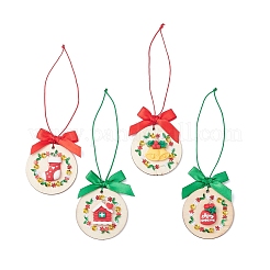Decorazione pendente in legno con ghirlanda natalizia&nbsp;HJEW-JM04282