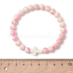 Bracelets extensibles en perles de turquoise synthétiques teintées pour femmes et hommes&nbsp;BJEW-JB13575