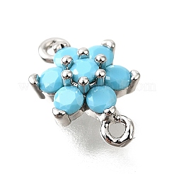 Eslabones de circonita cúbica azul cielo con micropavé de latón&nbsp;KK-D356-02B-P
