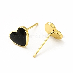 Orecchini a bottone con cuore smaltato&nbsp;EJEW-H093-16A-G