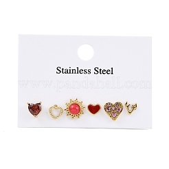 Orecchini a bottone con pietre di strass in acciaio inossidabile 304&nbsp;EJEW-S224-04G-06