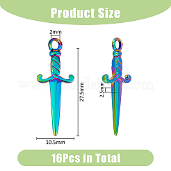 16 pendentif en acier inoxydable 201 avec placage ionique (IP)&nbsp;STAS-DC0014-69
