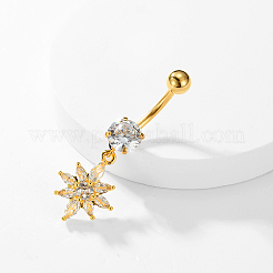 Bauchnabelringe aus Edelstahl mit klaren Zirkonia in Blumenform für Frauen&nbsp;WS6674